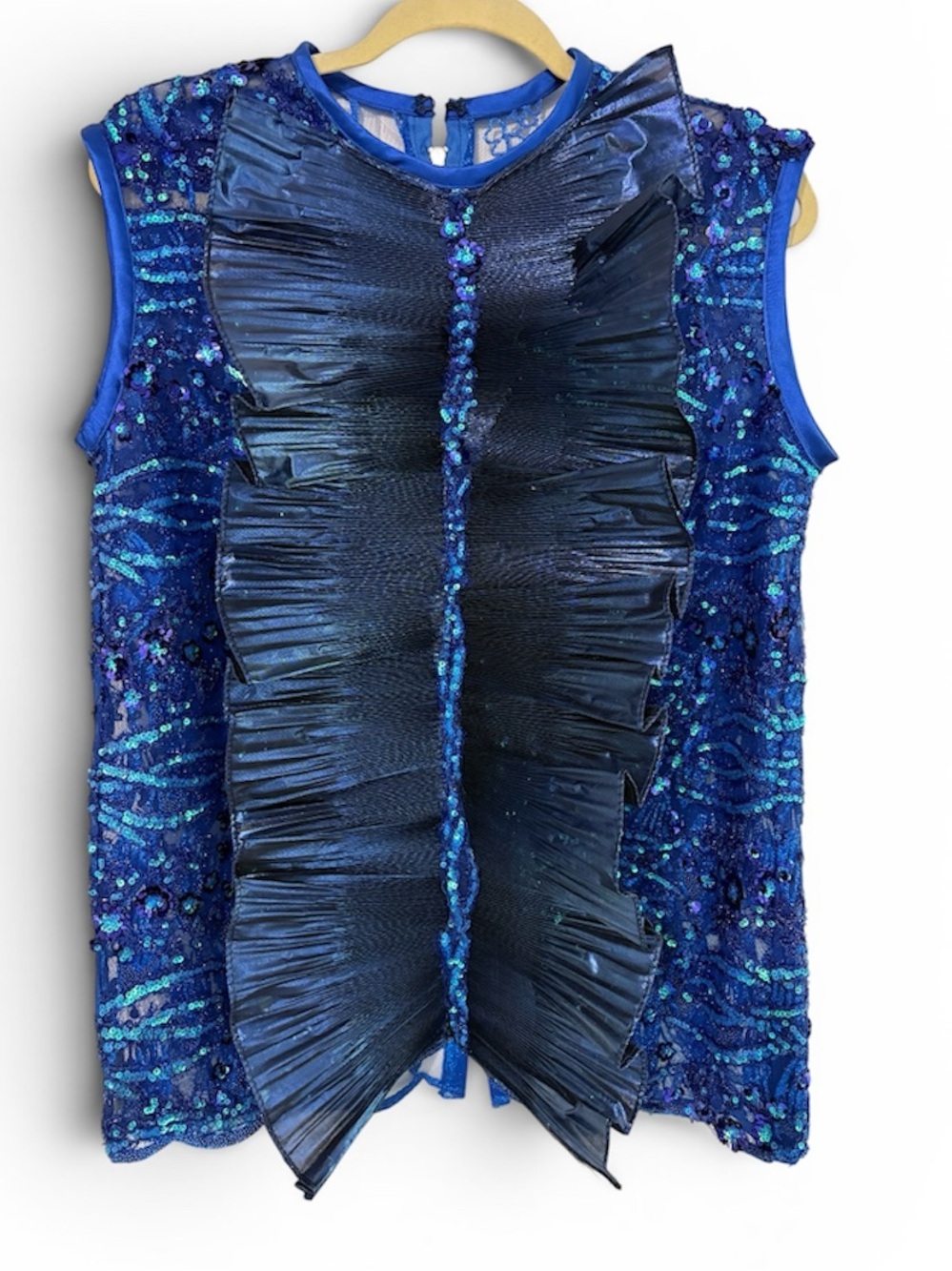 Blue Sequined Sleeveless Top SZ L
